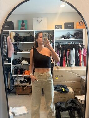 Susana Monaco Black One-Shoulder Crop Top